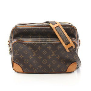 Louis Vuitton Nile Shoulder Bag Leather Monogram Brown